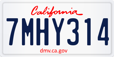 CA license plate 7MHY314