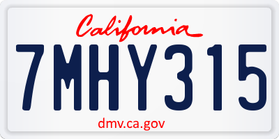 CA license plate 7MHY315