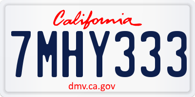 CA license plate 7MHY333