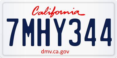 CA license plate 7MHY344