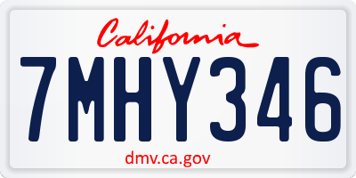 CA license plate 7MHY346