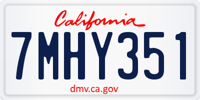 CA license plate 7MHY351
