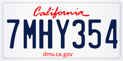CA license plate 7MHY354
