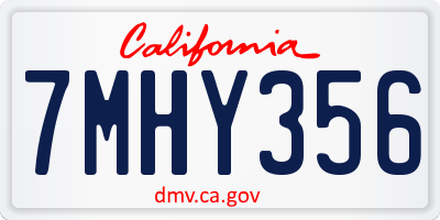 CA license plate 7MHY356