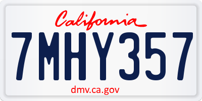 CA license plate 7MHY357