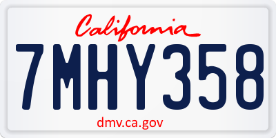 CA license plate 7MHY358