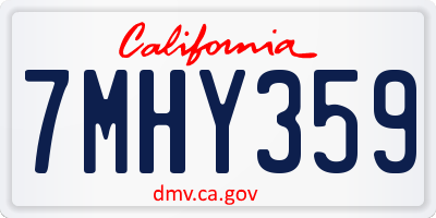 CA license plate 7MHY359