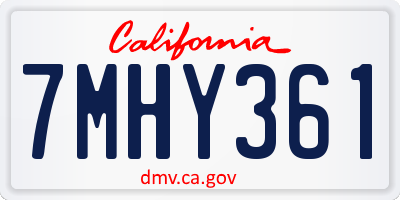 CA license plate 7MHY361