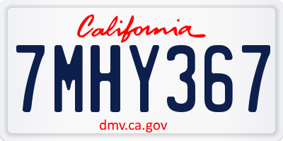 CA license plate 7MHY367