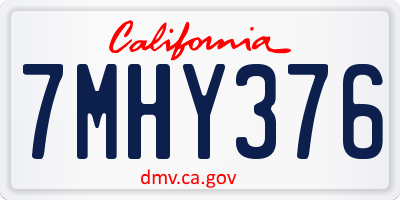 CA license plate 7MHY376