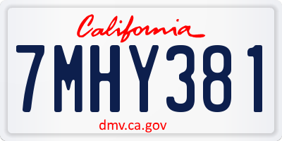 CA license plate 7MHY381