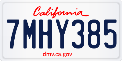 CA license plate 7MHY385