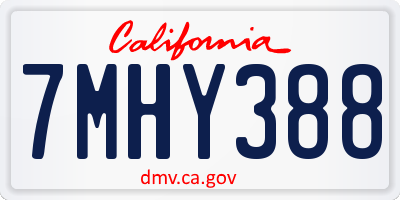 CA license plate 7MHY388