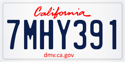 CA license plate 7MHY391