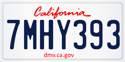 CA license plate 7MHY393
