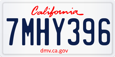 CA license plate 7MHY396