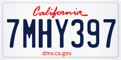 CA license plate 7MHY397
