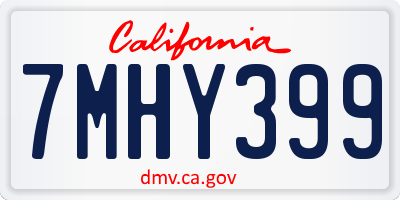 CA license plate 7MHY399