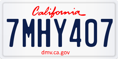 CA license plate 7MHY407