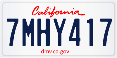 CA license plate 7MHY417