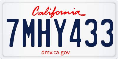 CA license plate 7MHY433