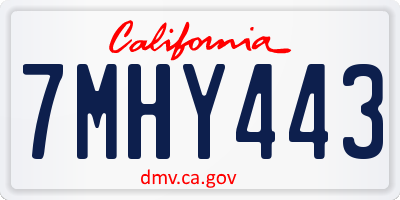 CA license plate 7MHY443