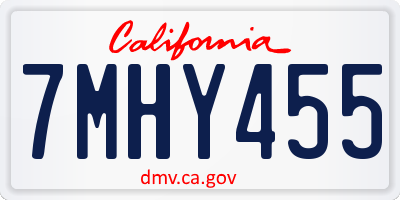 CA license plate 7MHY455