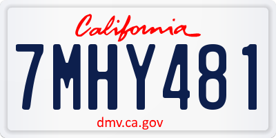 CA license plate 7MHY481