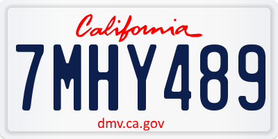CA license plate 7MHY489