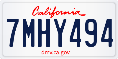 CA license plate 7MHY494