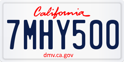 CA license plate 7MHY500