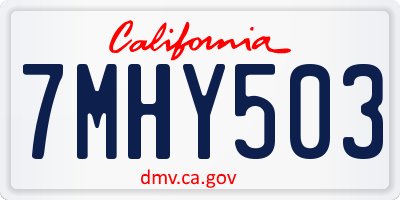 CA license plate 7MHY503