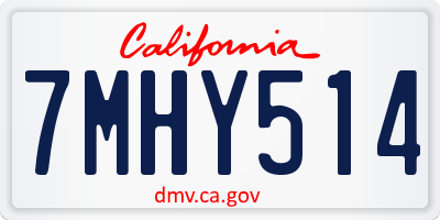 CA license plate 7MHY514