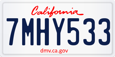 CA license plate 7MHY533