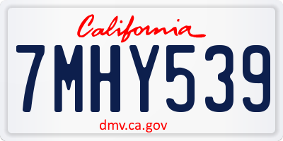 CA license plate 7MHY539