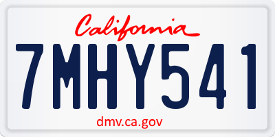 CA license plate 7MHY541