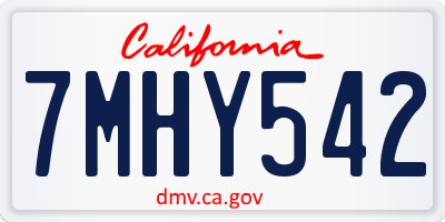 CA license plate 7MHY542