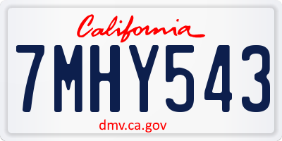 CA license plate 7MHY543