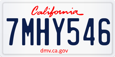 CA license plate 7MHY546