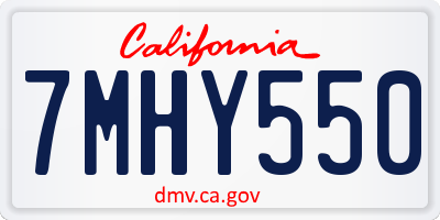 CA license plate 7MHY550