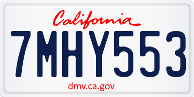CA license plate 7MHY553