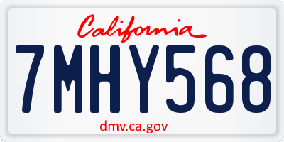 CA license plate 7MHY568