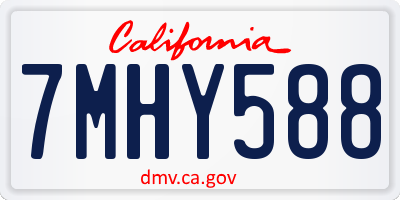 CA license plate 7MHY588