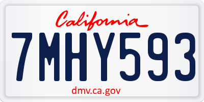 CA license plate 7MHY593