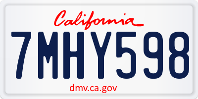 CA license plate 7MHY598