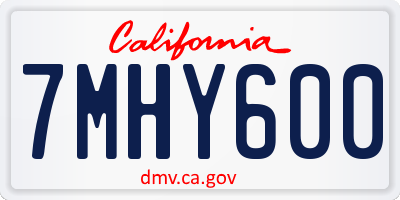 CA license plate 7MHY600