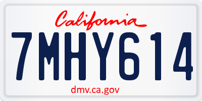 CA license plate 7MHY614