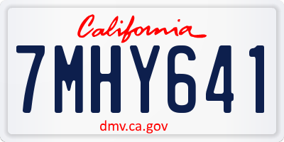 CA license plate 7MHY641