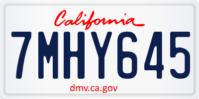 CA license plate 7MHY645