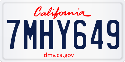 CA license plate 7MHY649